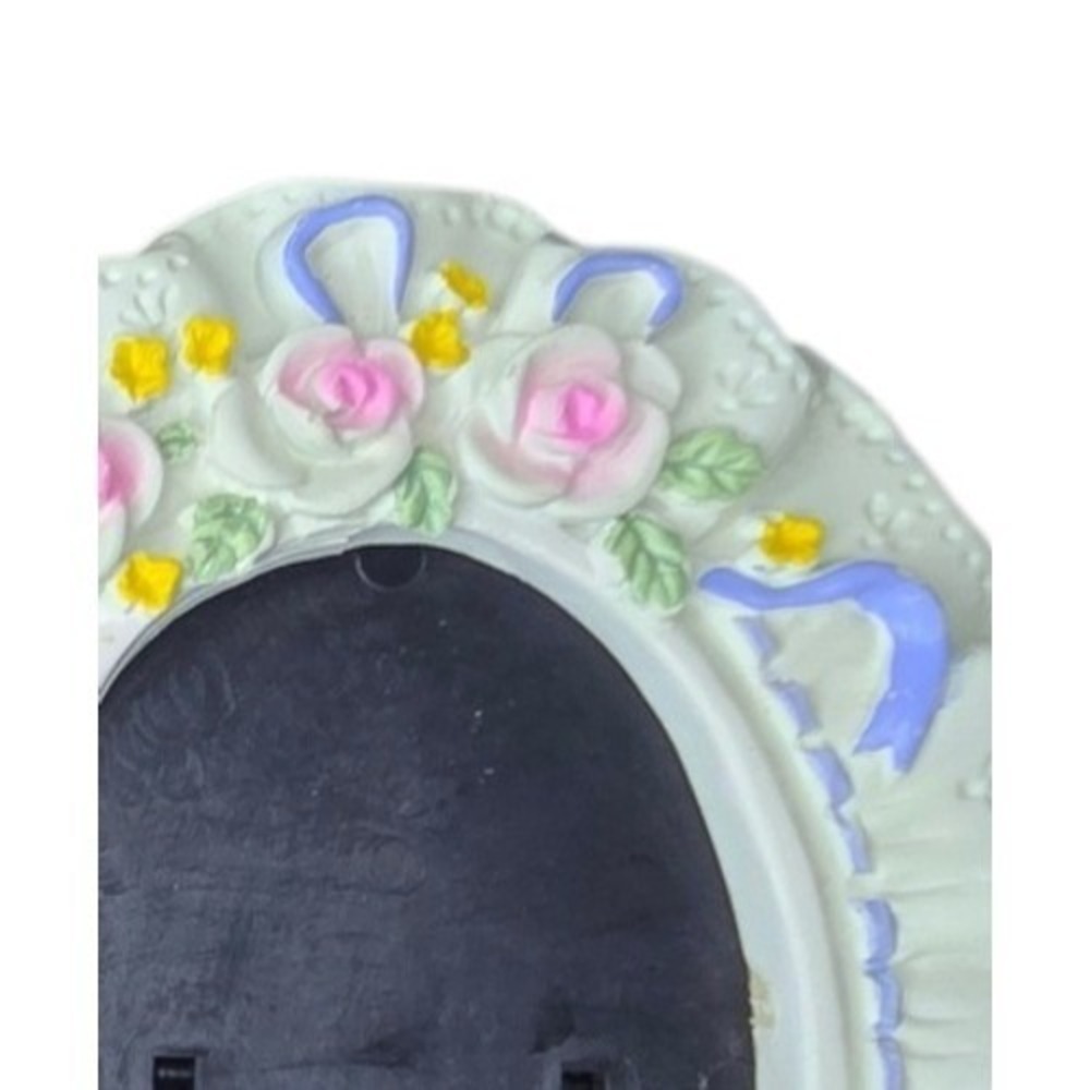 Vintage‎ Floral Picture Frame Set Cottage Shabby Chic Pink Roses Ribbon Pair - Picture 3 of 5